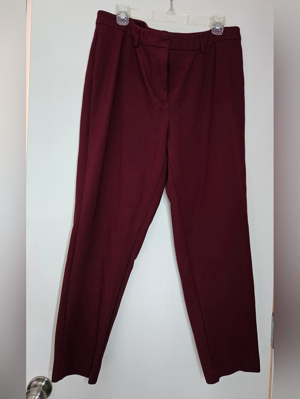 Lands' End High Quality Ponte Tailored Burgundy Dress Trousers, 18